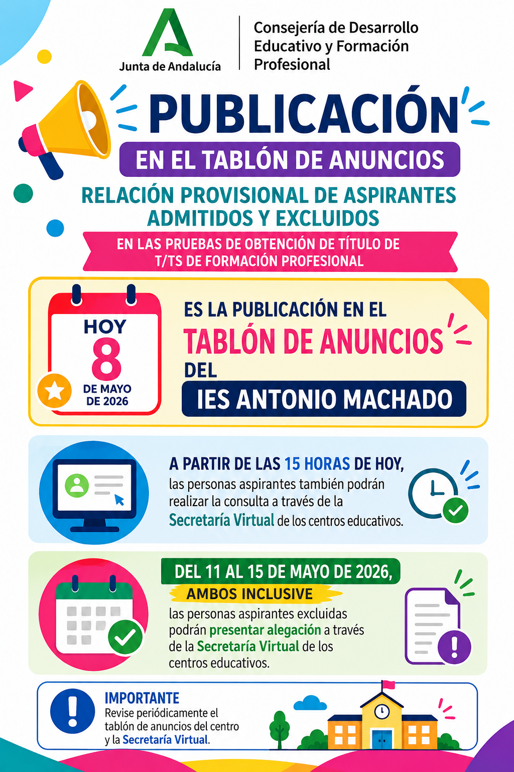 Imagen de la noticia: Publicación relación provisional de aspirantes admitidos y excluido. POT Título de Técnico APSD 25_26